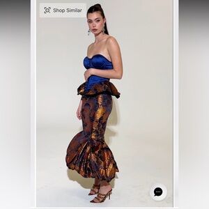 AKIRA Lady Lux Brocade Corset Top & Bubble Hem Midi Skirt Set